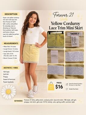 Forever 21 Yellow Lace-Trim Mini Skirt